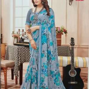 SYNTHETIC SAREE WITH BLOUSE PIECE