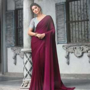 DESIGNER PLAIN SAREE WITH BLOUSE PIECE