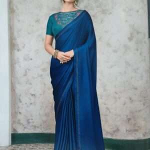 PLAIN SAREE WITH PRINTED BLOUSE PIECE