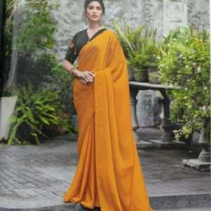 PLAIN SAREE WITH PRINTED BLOUSE PIECE