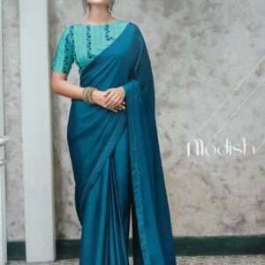 PLAIN SAREE WITH PRINTED BLOUSE PIECE