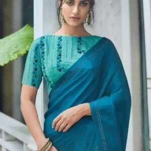 PLAIN SAREE WITH PRINTED BLOUSE PIECE