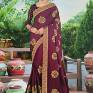 EMBROIDERY WARK SAREE WITH DESIGNER BLOUSE PIECE