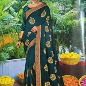 EMBROIDERY WARK SAREE WITH DESIGNER BLOUSE PIECE