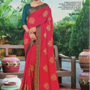 EMBROIDERY WARK SAREE WITH DESIGNER BLOUSE PIECE