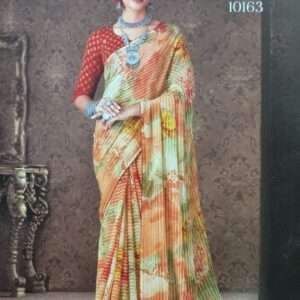 SUCHITRA GEORGETTE 3D PRINTED SAREE WITH BLOUSE PIECE