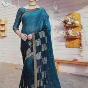 DESIGNER SAREE WITH PRINTED BLOUSE PIECE