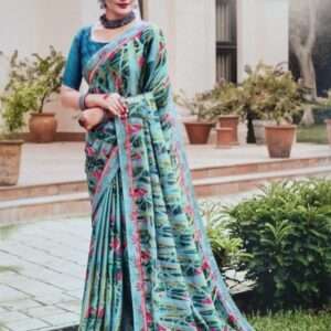 PRINTED SOFT SILK SAREE WITH BLOUSE PIECE