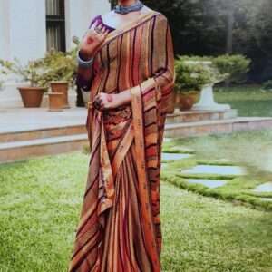 PRINTED SOFT SILK SAREE WITH BLOUSE PIECE