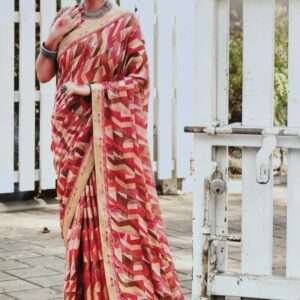 PRINTED SOFT SILK SAREE WITH BLOUSE PIECE