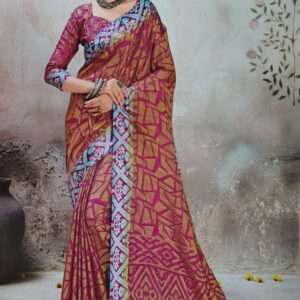 BRASSO PRINTED SAREE WITH BLOUSE PIECE