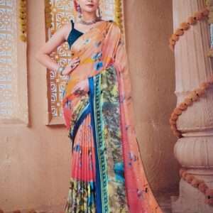 BRASSO 3D PRINTED SAREE WITH BLOUSE PIECE