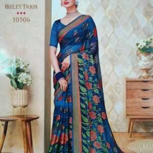 ORGANZA PRINTED SAREE WITH BLOUSE PIECE