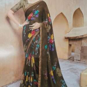 GEORGETTE PRINTED SAREE WITH BLOUSE PIECE