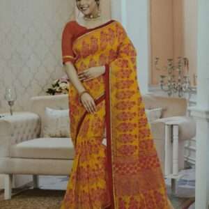 SUPERNET MUNGA KOTA SAREE WITH BLOUSE PIECE