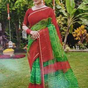 SUPERNET MUNGA KOTA SAREE WITH BLOUSE PIECE