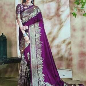 Kath Padar Sequence Work Saree With Blouse Piece