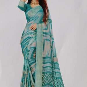 GEORGETTE PRINTED PATTERN SAREE WITH BLOUSE PIECE