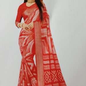 GEORGETTE PRINTED PATTERN SAREE WITH BLOUSE PIECE