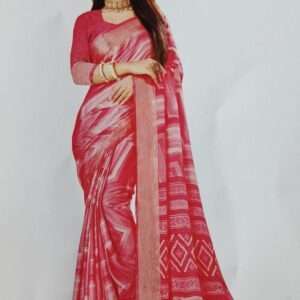 GEORGETTE PRINTED PATTERN SAREE WITH BLOUSE PIECE