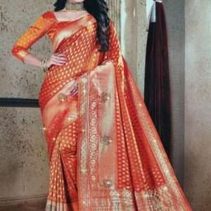 KATH PADAR SEQUENCE WORK SAREE WITH BLOUSE PIECE