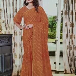 CHIFFON LAHARIYA PATTERN SAREE WITH BLOUSE PIECE