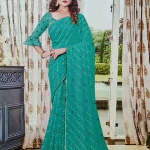 CHIFFON LAHARIYA PATTERN SAREE WITH BLOUSE PIECE