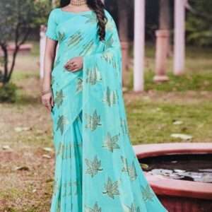 FULL DESIGNER FANCY SAREE WITH BLOUSE PIECE