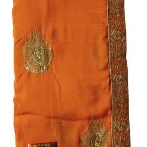 PATCHWORK STONE SILK SAREE WITH BLOUSE PIECE