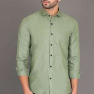 Dennis Lingo Men’s Solid Slim Fit Cotton Casual Shirt with Spread Collar & Full Sleeves (Also Available in Plus Size)