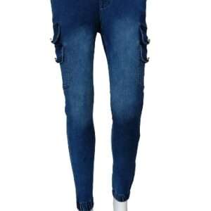 Solid Denim Mid Waist Rugged Slim Fit Stretchable Jogger for Women/Girls